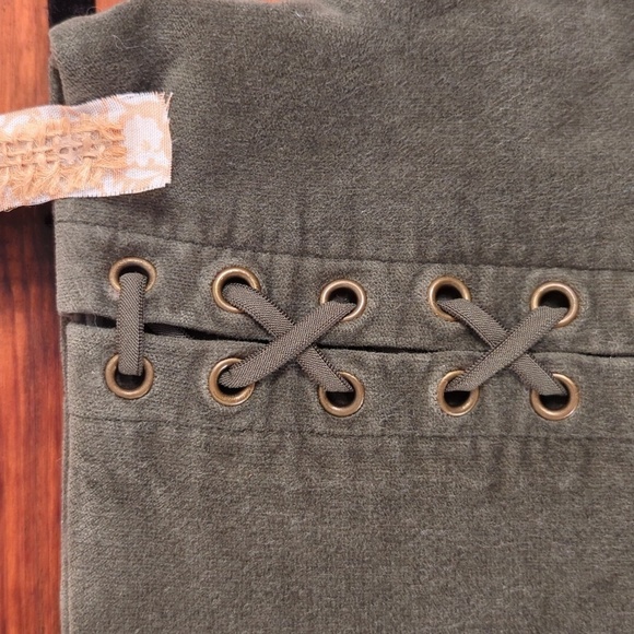 Forever 21 | Velveteen Olive Green Mini Skirt With Lace Up Design Size S - Picture 4 of 6